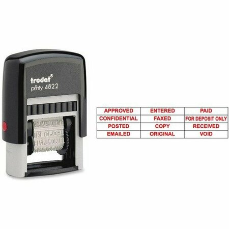 TRODAT USA Message Stamp, 12 Phrases, 3/8inx1-1/4in, Red Ink TDTE4822